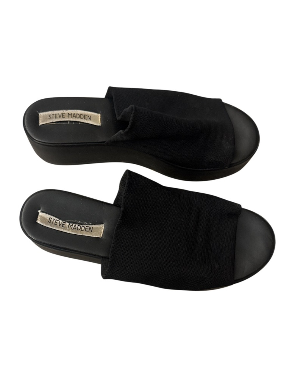 Steve Madden Black Platform Slinky Slide Mules - Size 9